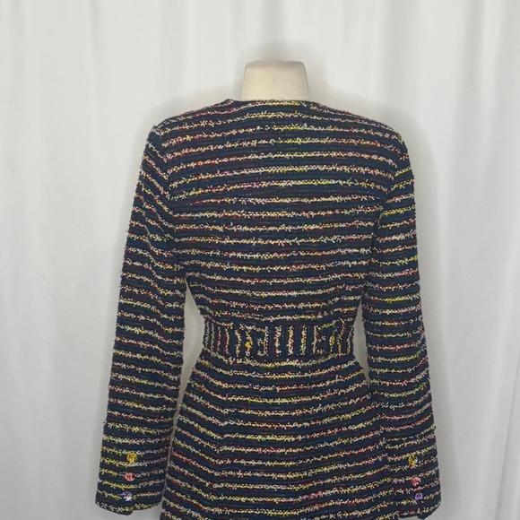 CABI Headline Topper Colorful Tweed Floral Belted Coat Preppy Style 5660 Size 2 - Picture 11 of 16